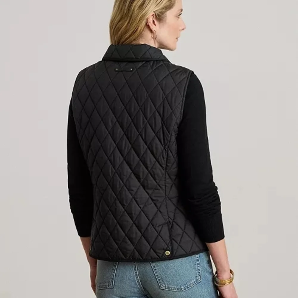 Lauren Ralph Lauren Black Quilted Vest with Crest - Picture 3 of 8
